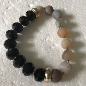 Vintage faced onyx & gem bracelet